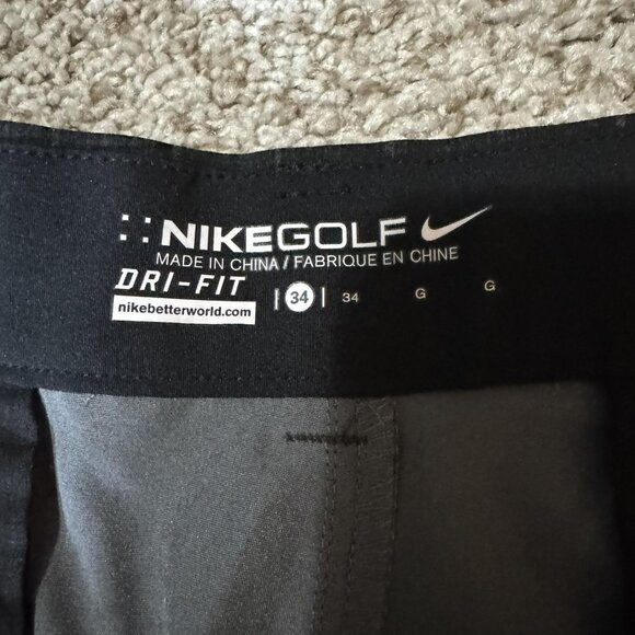 Nike Golf Chino Shorts Mens 34 Charcoal Gray Windowpane Flat Front Dri-FIT Golf - Picture 3 of 8